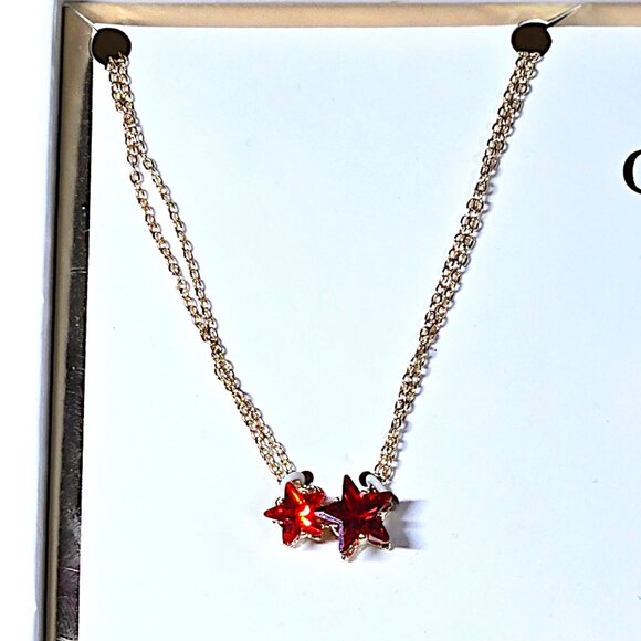 GUESS Red CZ Star Pendant Necklace, Double Stretch Bracelet & Stud Earrings Set - Picture 4 of 8